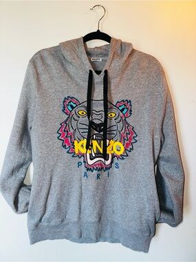 Authentic KENZO Paris Classic Tiger Embroidered Hoodie w/ Pockets (2015 Archive
